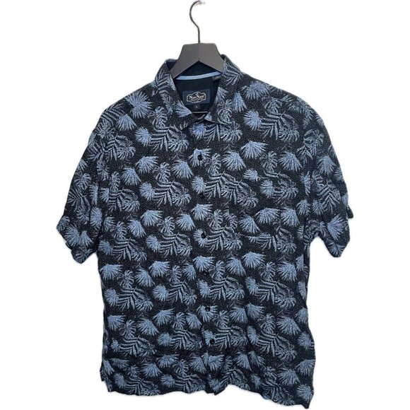 Nat Nast Shirt Mens L Button Up Hawaiian Camp Blue Floral Casual Silk Blend - Picture 1 of 7